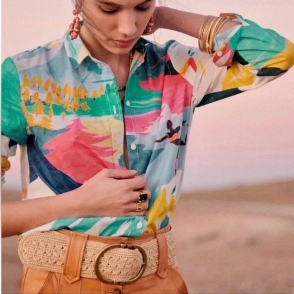 Sézane G. Kero California print Pierro button down sz 36